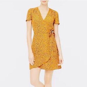 J. Crew Yellow Polka-Dot Wrap Mini Dress